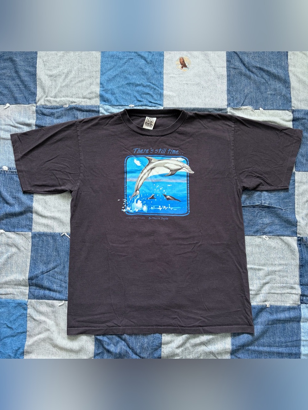 vintage 90s Dolphin earth foundation black t shirt single stitch usa made XL